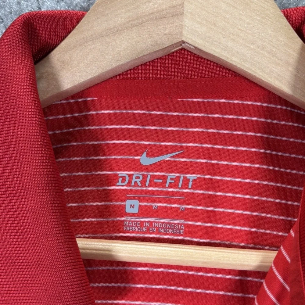 Nike Ohio State Buckeyes Polo Shirt Mens M Red Striped Dri Fit Short Sleeve Golf